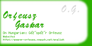 orfeusz gaspar business card